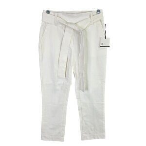 Womens Jules & Leopold Ivory Pull-On Slim Leg Capris Belted Cotton Blend XS